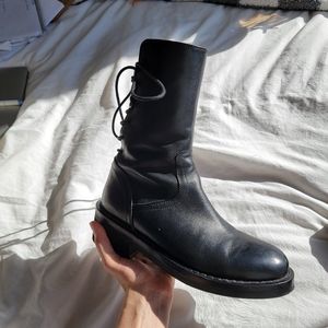 Ann Demeulemeester Lace Up High Top Combat Ankle Platform Leather Boots